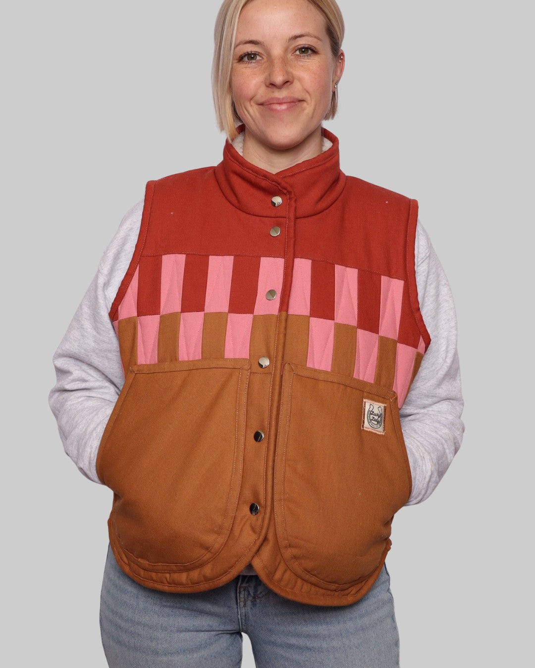 Duck Canvas Quilted Vest with Shearling Lining