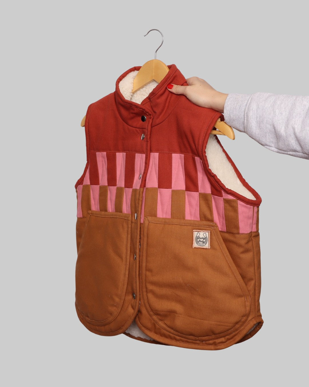 Duck Canvas Quilted Vest with Shearling Lining